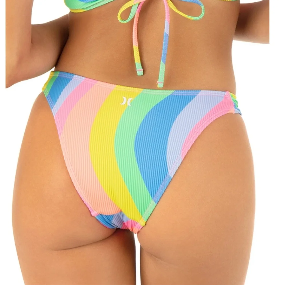 NWT Hurley Soft Waves Ribbed Neon Colorful Swim Bottom